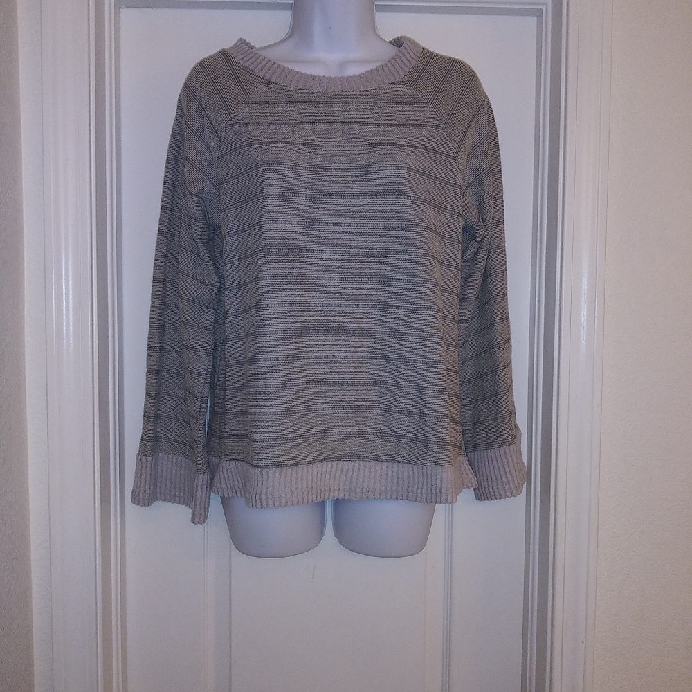 Doe & Rae Striped Gray Sweater